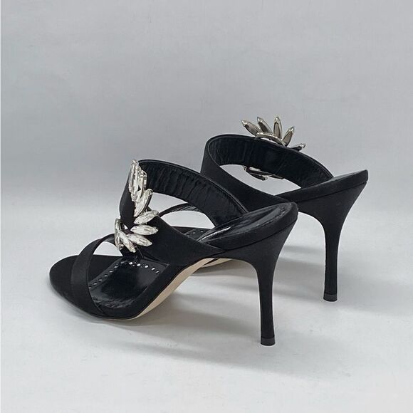 Manolo Blahnik Chivela 90MM Crystal-Embellished Satin Sandals - Picture 4 of 11